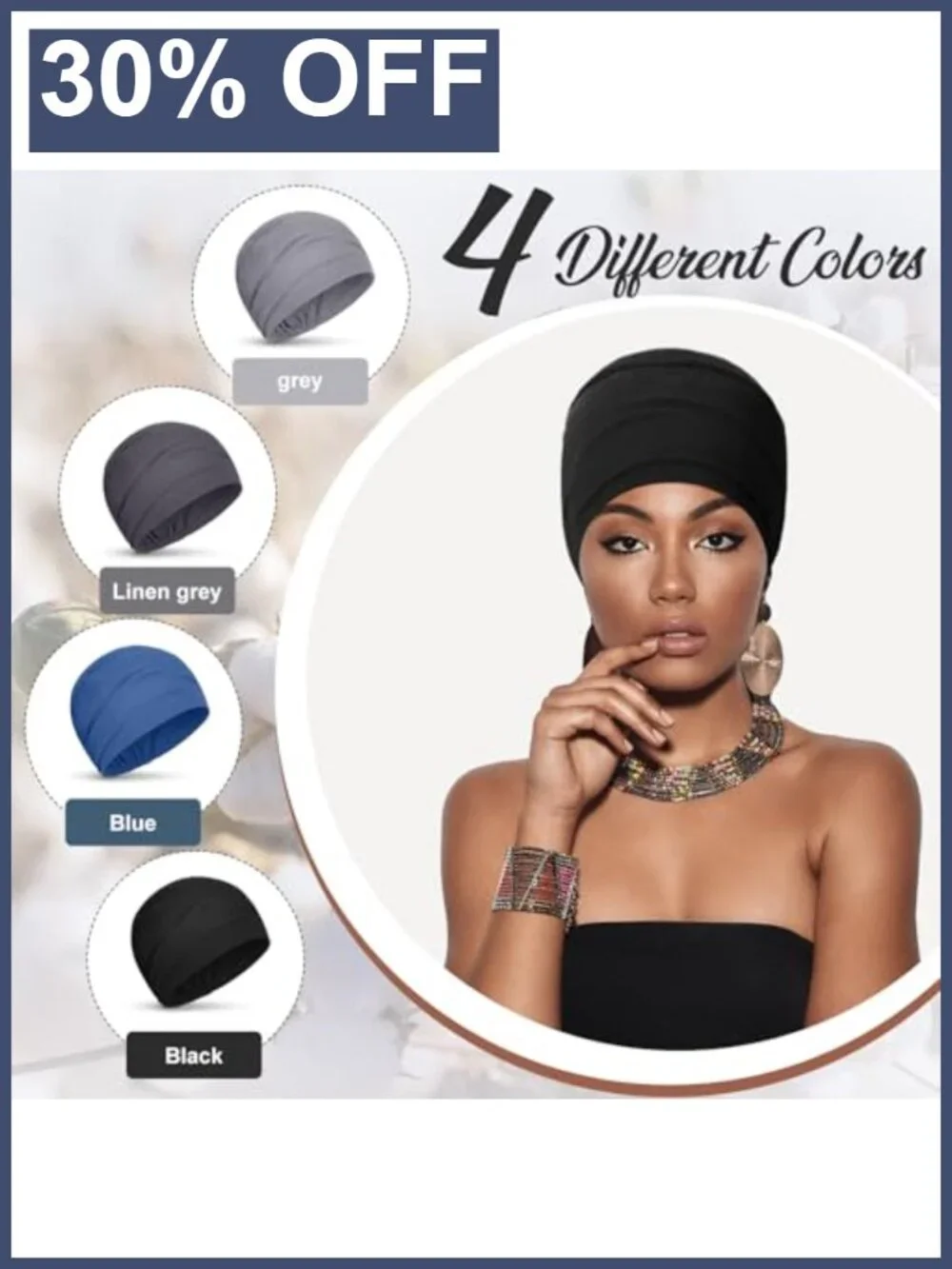 Cotton Chemo Sleep Cap for Women, Stretchy Headwear for Hair Loss, Soft Turban